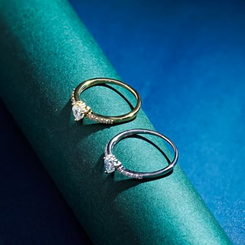 Heart Solitaire Moissanite Ring for Women, 925 Sterling Silver Ring, Gift for Wedding, Engagement And Anniversary With Certificate, White and Gold Color Options, 0.5ct Total3