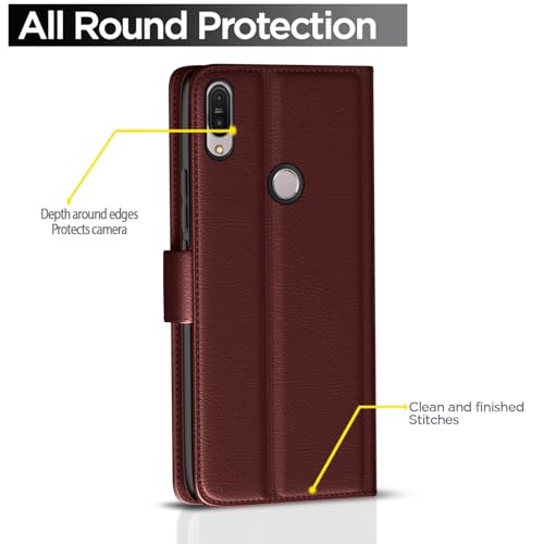 Image of Pikkme Asus Max Pro M1 Flip Cover Card Holder Wallet Stand Shock Proof Magnetic Closure 360 Degree Complete Protection Flip Case for ASUS Zenfone Max Pro M1 Brown