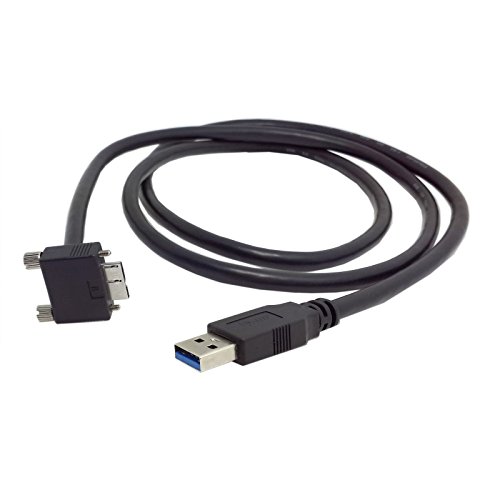 Smays USB 3.0 Male to Right Angle Micro-b 9-Pin Data Cable with Screws Lock to Panel (3.9 Feet = 1.2 Meters, Black)