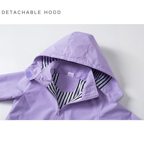 Image of Boys Rain Jacket with Detachable Hood Lightweight Raincoats for Kids