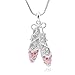 Spinningdaisy Silver Plated Pink Crystal Ballet Slipper Shoe Necklace
