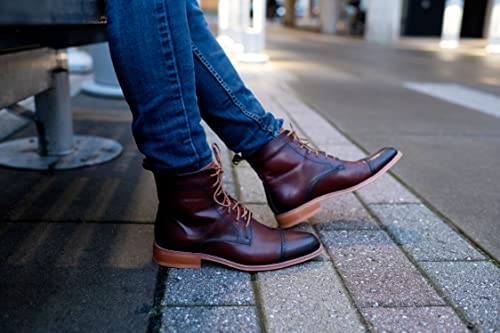 FASHION TAILORED - Oxford casual Lace up men's dress boots for business and formal events with Studded Wood & Rubber Outsole4