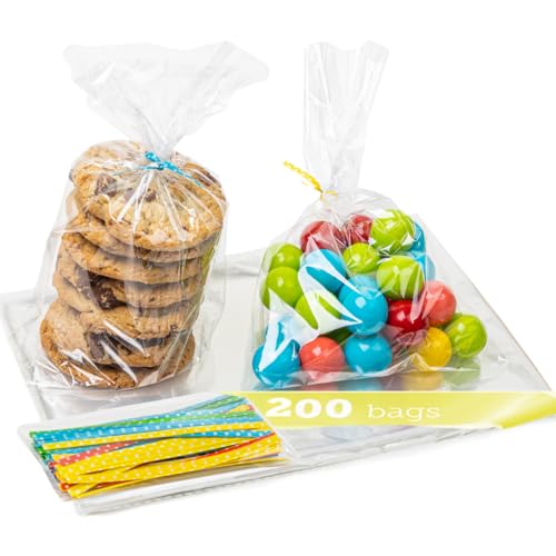 TATTI 200 Clear Plastic Cellophane Bags - Goodie Bags | 6x10 Inch | Wedding, Easter, Christmas, Halloween, Birthday
