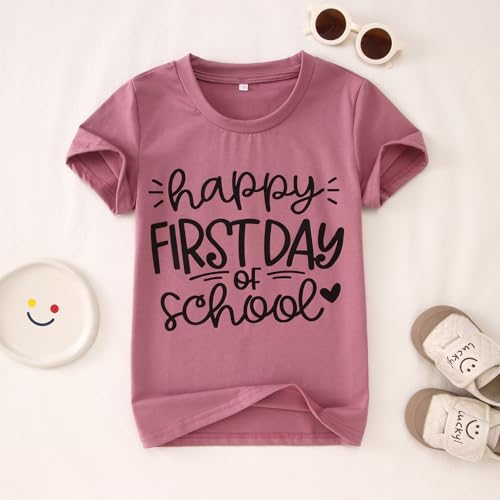 Image of Girls Boys Happy First Day of School Shirts Kid Back to School T-Shirt Kindergarten 1st 2nd Grade Outfits Tees Tops
