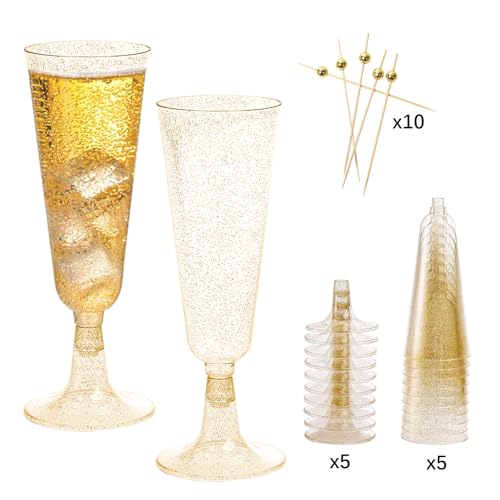 Copas de plástico reutilizables para fiestas y flautas de champán 150ml 5