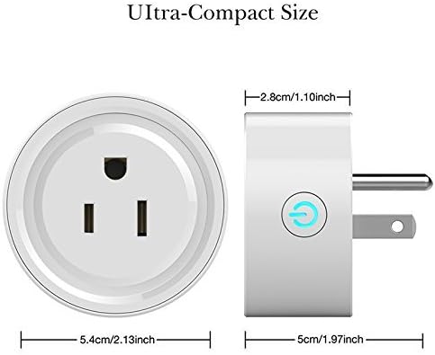 Zoopod 2Pack Mini Wifi Smart Socket Phone App Timing Switch Remote Control US Plug Outlet Socket for Smart Home Automation Electronic System