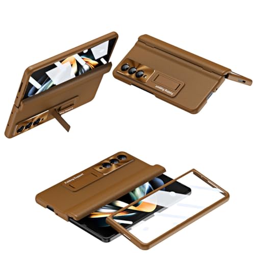 Étui rigide cuir Samsung Galaxy Z Fold 7 marron idéal pour le bureau
