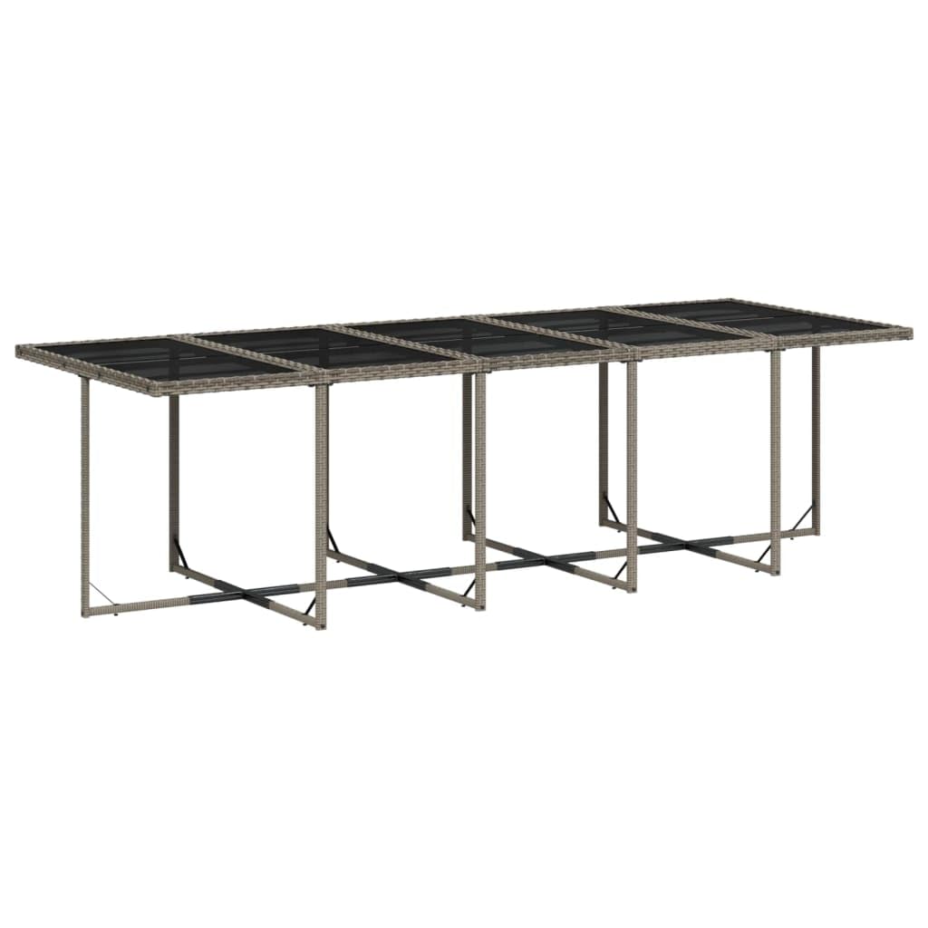 15-częściowy zestaw do jadalni ogrodowy, szary polirattan, z poduszkami, składane krzesła, odporny na promieniowanie UV, 275 x 106 x 73 cm, na taras, balkon, do ogrodu, łatwy w pielęgnacji