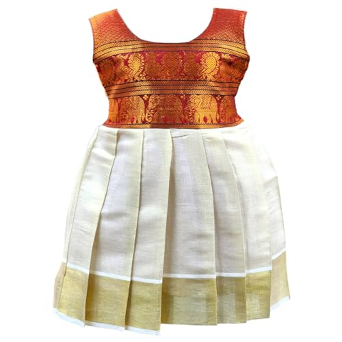 Girl's Traditional Ethnic Wear South Cotton Tissue Sleeveless Frock