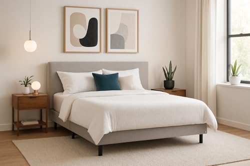 La Mejor Recopilación de Colchon Sealy Individual Precio favoritos de las personas. 44 Sealy Box Mistral Base para Colchón Individual, Estructura de Madera con Acabado en Tela Gris, Patas Negras Incluidas, Soporte hasta 240 kg