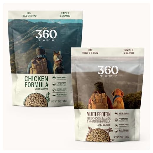 360 Pet Nutrition Freeze-Dried Raw Dog Food Multi Meat and Chicken 5 Ounce Trail Size Bags