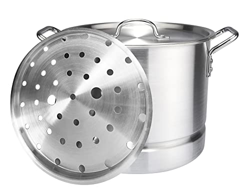 Kitchen Sense Aluminum Stock Pot With Steamer 4 Piece Set Of 8 Quart (2 Gallon), 12 Quart (4 Gallon), 16 Quart (4 Gallon), And 20 Quart (5 Gallon). #TOP2
