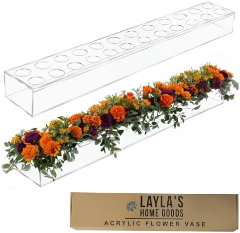 Amazon.com: 2 Pieces Acrylic Flower Vase Rectangular, Clear Floral ...