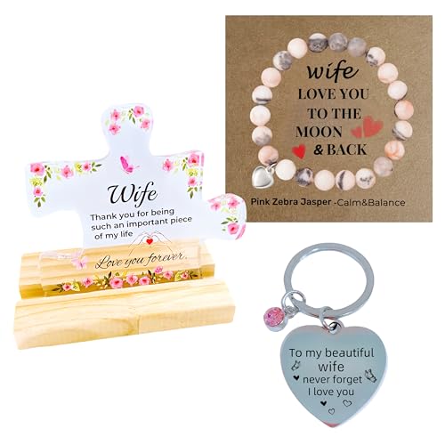 Valentines Gifts for Wife - Unique Wife Gifts Set, Birthday Gifts for Wife, Romantic Anniversary and Christmas Gifts for Wife, Love You Forever Puzzle Piece Decor