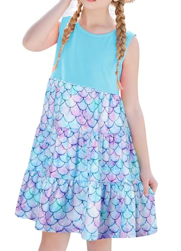 Lovekider Little Girls Casual Cotton Sleeveless Dresses Summer Swing Twirly Sundress Kids 3D Cute Sun Dress 4-9T