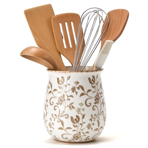 Utensil Holder for Kitchen Counter, Modern Farmhouse Cooking Utensil Holder