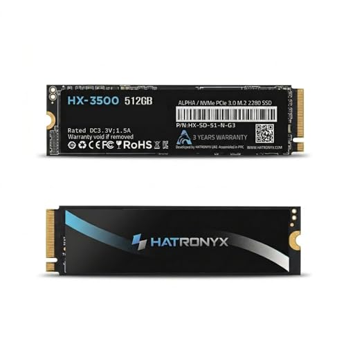 Image of Alpha HX-3500 512GB NVMe M.2 SSD 2280 | PCIe Gen 3x4 Internal SSD with Micron 3D TLC NAND | Up to 3400MB /s Read & 2600MB /s Write | High Speed SSD for Gaming | 3+3 Years Extended Warranty