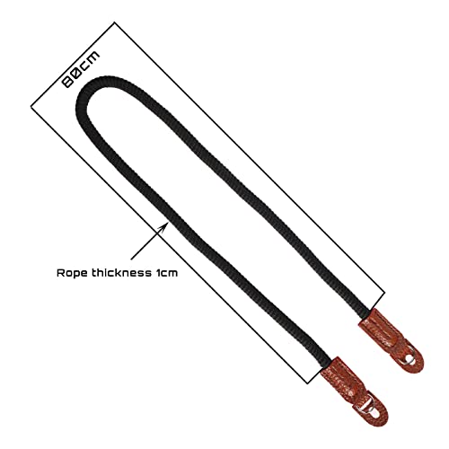 Kameragurt, weich, reine Baumwolle, Vintage, 80 cm, Schultergurt, rutschfest, Kordelgurt für spiegellose Kameras, Schwarz – Bild 5