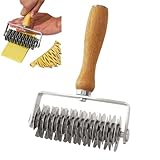 Proshopping Cortador de celosía, herramienta de repostería de acero inoxidable, cortador de rodillo de celosía con mango de madera para masa, pastel, pizza, corteza, pan, carne de res, Wellington