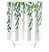 M&W DAS DESIGN Zasłona prysznicowa zielone rośliny łazienka tekstylna zasłona odporna na pleśń materiał nadaje się do prania niebieska liście górna poliestrowa zasłona prysznicowa wraz z 12 pierścieniami C waga poniżej 180 x 200 (szer. x wys.) cm
