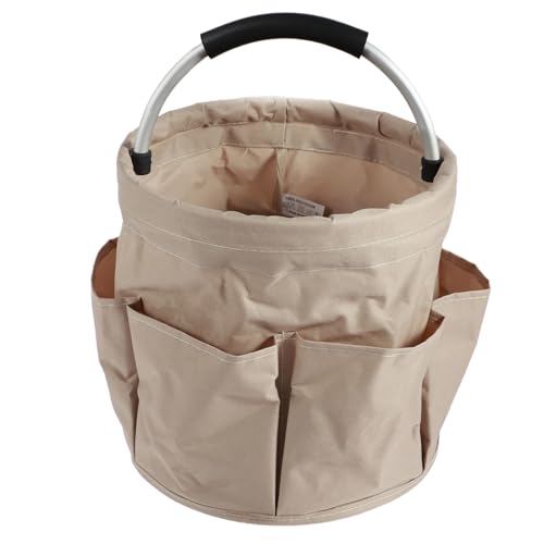 Bolsa de armazenamento de jardinagem com alça e 6 bolsos, cesta dobrável de ferramentas de jardim, bolsa de armazenamento para organizador de piquenique ao ar livre, organizador de limpeza de 17L