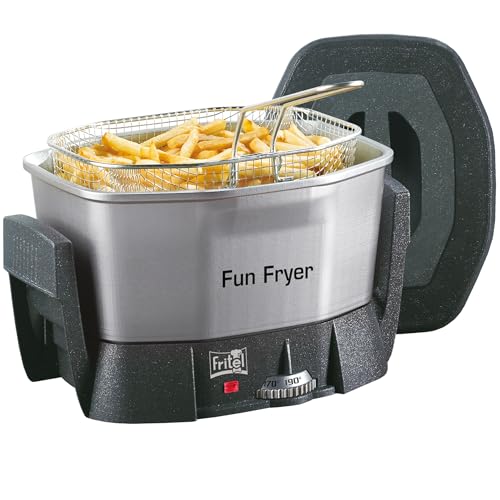 Fritel FF 1200 - Friteuse à snacks/Friteuse à fondue - 1,5 L - 1400 W - Couvercle anti-poussière - 2 à 6 personnes - Sans PFAS