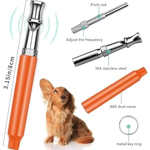 Dog Training Kit,Dog Whistle to Stop Barking Neighbors Dog,Dog Clicker for Training,Adjustable Ultrasonic Silent Dog Whistle(Orange).