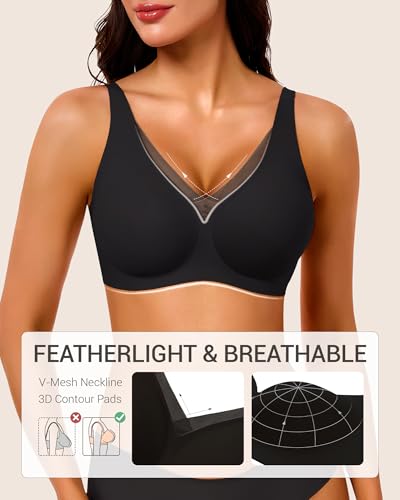 Image of Gailife Deep V Jelly Bras for Women No Underwire Wireless Seamless Push Up Bra Comfort Support Plunge Bralette Full Coverage