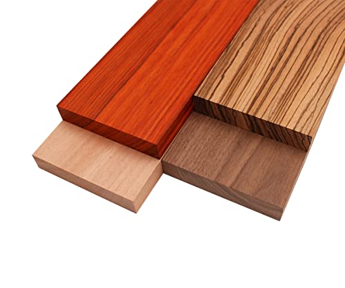 Barrington Hardwoods Imported Exotic Hardwood Variety Pack - Zebrawood, Walnut,