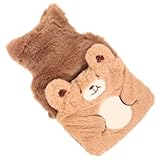 NIYANGLE Wärmflasche Mit Plüschbezug Nachfüllbarer Handwärmer in Braun Tragbarer Wärmekissen Für Winter Vielseitig Verwendbar Zuhause Büro Reisen Handwärmer Für Mädchen