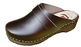  Scandibay Sabots suédois Marrons Cuir -Semelle Bois Aspect chêne (46)