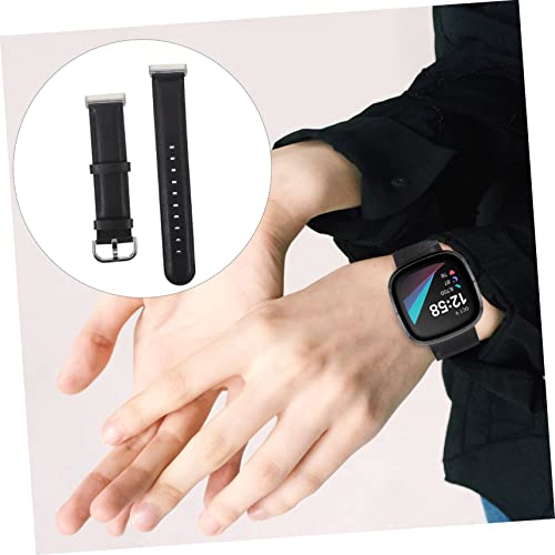 Correa de Reloj de Cuero Antitranspirante Pulsera Cómoda Sin Rozaduras para Reloj Sense 6