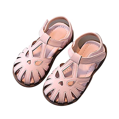 Girls Sandals Half Open Toe Mesh Design Sandals Flat Sandals Summer Dress Shoes for Toddler Little Child Baby Boy Shoes (Pink, 8 Toddler)