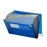 Smead Poly Expanding File, 12 Pockets, Flap and Cord Closure, Letter Size, Blue (70876)