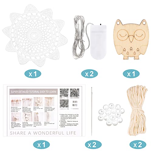 Vaipi 2Pcs Macrame Kits Diy Craft Kits Wall Hanging Supplies For Adults Beginners 2 In 1 Macrame Dream Catcher Kits Owl Moon Pendant With Macrame Cord & Instruction Video For Kid, Friend #TOP5