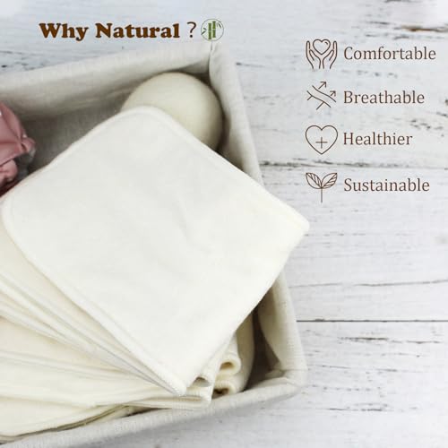 Image of Mama Koala 6-Layer Natural Cotton Cloth Diaper Inserts, Adjustable and Reusable for Any Baby Cloth Diaper(6 Pack)