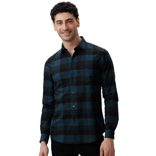 Image of BASICS 100% Cotton Checked Shirt for Men | Slim Fit | Everyday Smart Casual Wear | Full Sleeve