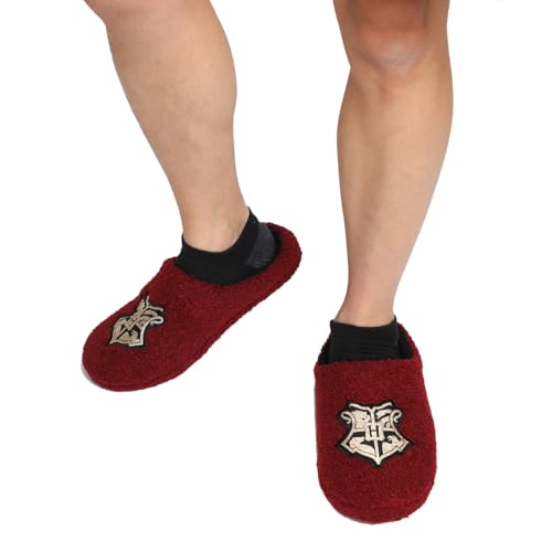 Bioworld Harry Potter Hogwarts Crest Adult Red Scuff Slippers4