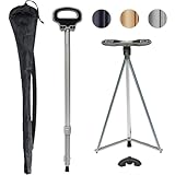 ALEVMOOM Walking Cane with Seat,Portable Folding Cane,Crutches Stool for Adults,Lightweight Retractable Stool for Elderly,Max Load 440lb,Outdoor Travel Rest Stool with a Carry Bag (Silver)