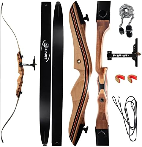 Keshes Takedown Hunting Recurve Bow and Arrow - 62 Archery Bow for Teens and Adults, 15-60lb Draw Weight - Right and Left Handed, Archery Set, Bowstring Arrow Rest Stringer Tool Sight (45 LB, Right)