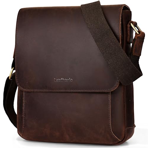 Leathario Bandolera Hombre Piel, Bolso de Hombro con Múltiples Bolsillos, Gran Capacidad e Impermeable, para Trabajo, Viaje, Oficina, Regalos para Hombre Leathario Bandolera Hombre Piel, Bolso de Hombro con Múltiples Bolsillos, Gran Capacidad e Impermeable, para Trabajo, Viaje, Oficina, Regalos para Hombre