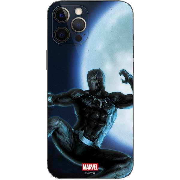Skinit Decal Phone Skin Compatible with iPhone 12 Pro Max - Officially Licensed Marvel Black Panther Jumping Through Air Design