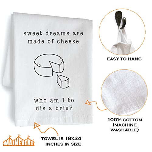 Sweet Dreams Are Made Of Cheese Who Am I To Dis A Brie Funny Kitchen Dish Towel 18X24 Inch, Sweet Dreams Kitchen Towel Funny Kitchen Towel Saying, Funny Dish Towel Saying, Sweet Dreams Tea Towel #TOP3