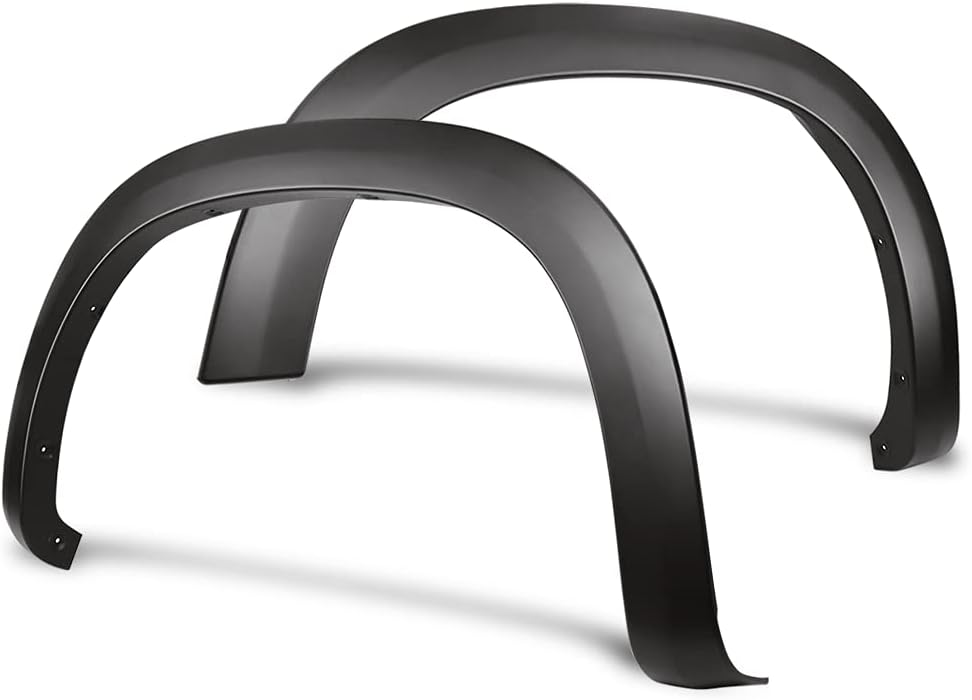 IKON MOTORSPORTS, Fender Flares Compatible with 2019-2023 Chevy Silverado 1500, Factory Style PP 4PC Textured Black Extension Fender Panel