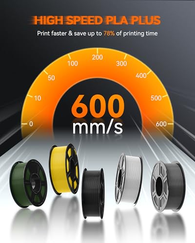 tecbears high speed pla plus filament 175mm high toughness 3d printer filament high flowable rapid pla for fast printing up to 600mms 4 pack 1kg spool blackwhitegreyolive green