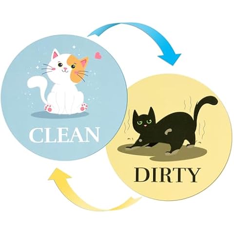 Dirty Clean Dishwasher Magnet Clean Dirty Sign, Funny Design Style for Dishwasher, Kitchen Decor (Cat-Multicolored) Cover