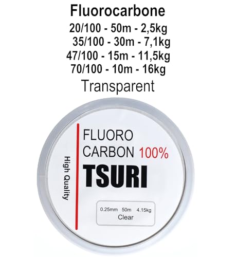 Fluorocarbone de Pêche - Bas de Ligne - Diamètres 20/100 à 70/100 - Résistant & Invisible - Idéal Carnassier Eau Douce & Mer (20/100-50m - 2,5kg) – vue 2