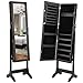 LANGRIA Lockable Jewelry Cabinet Jewelry Armoire with Mirror Jewelry Holder Organizer Storage, 4 Angle Adjustable, Brown