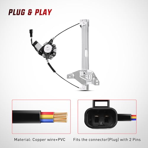 Image of Nilight Power Window Regulator /Motor Compatible with 2006 2007 2008 2009 2010 2011 2012 2013 Chevrolet Impala /Impala Limited 2014 2015 2016 Rear Driver Side 748-510