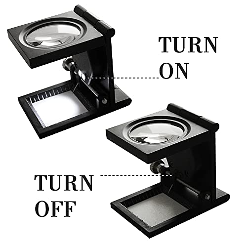 New Folding Staff Pocket Led 10X Magnifying Glass Magnifiers Microscope #TOP4